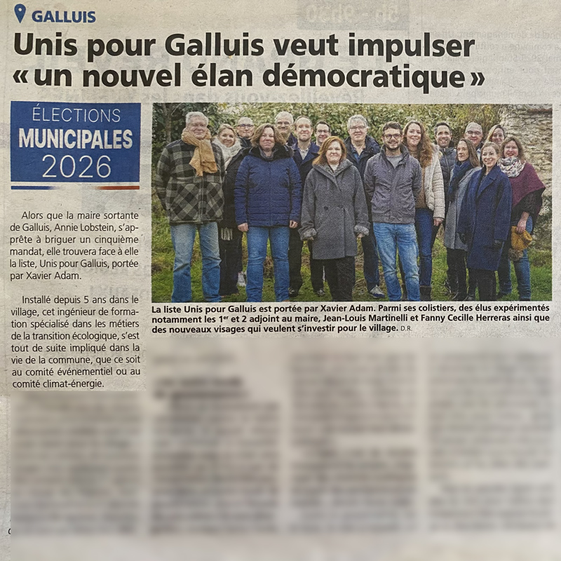 UNIS POUR GALLUIS VEUT IMPULSER « UN NOUVEL ÉLAN DÉMOCRATIQUE »